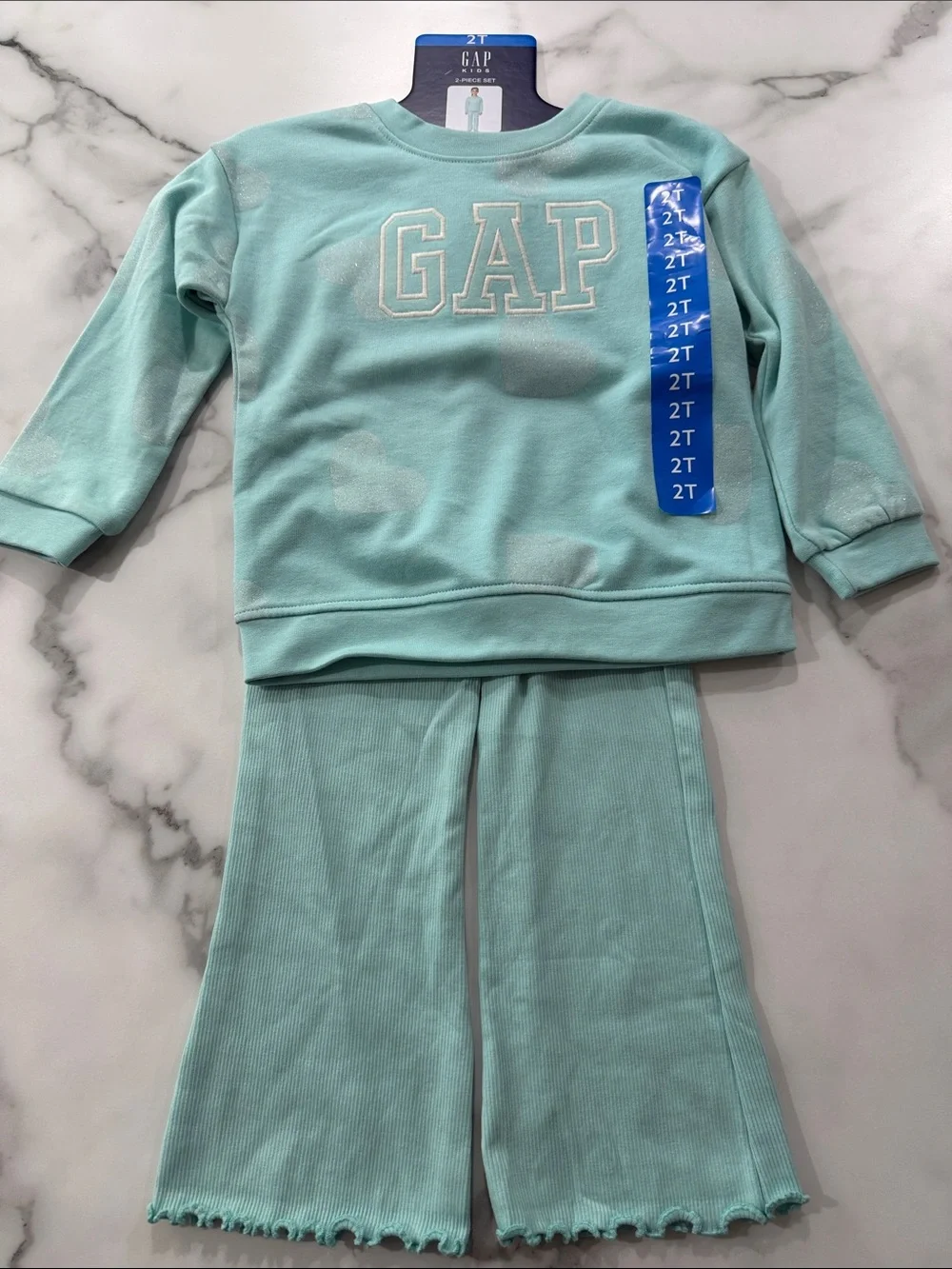 GAP Light Aqua Heart- Print  Outfit Set